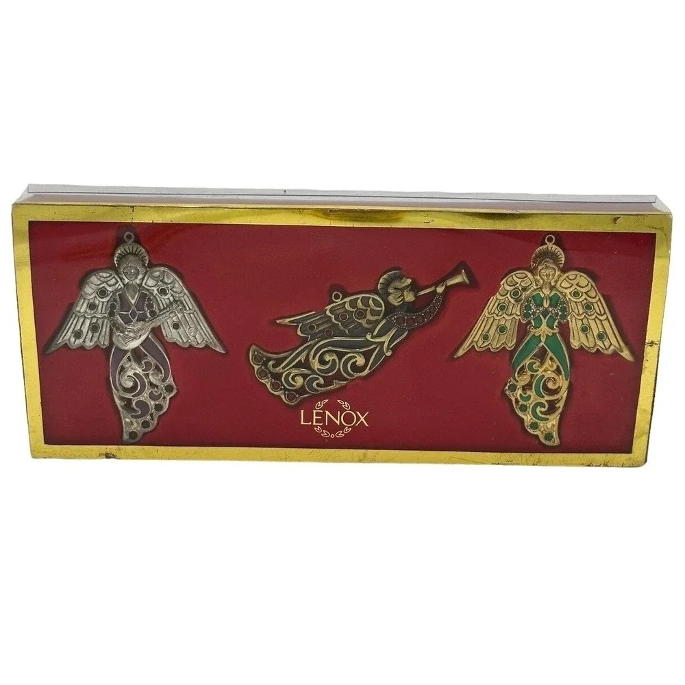 Lenox Vtg Jewel Angel Ornaments Set of 3 Christmas Holiday Tree Decorating Core